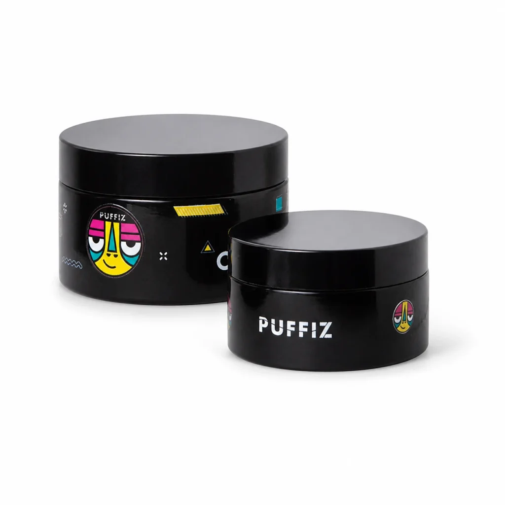 צנצנות זכוכית כהה שטוחות PUFFIZ Screw-Top UV