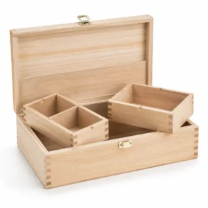 קופסת עץ Wooden Rolling Box X-Large עם תאים פנימיים