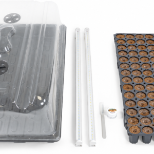 ערכת הנבטה וייחורים עם פרופוגטור, מגש Eazy Plug 104, שתי נורות LED, ג׳ל השרשה וסכין